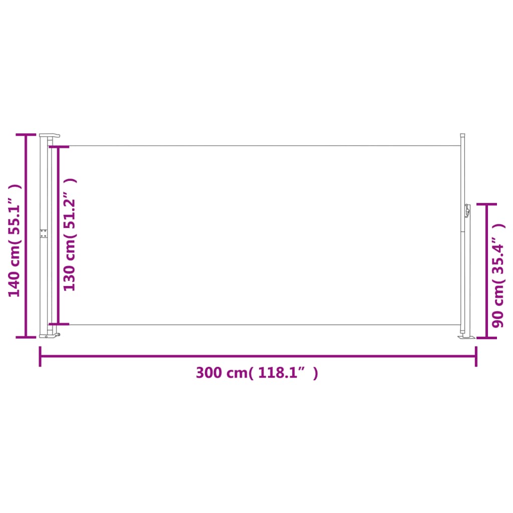 Uttrekkbar sidemarkise 140 x 300 cm blå