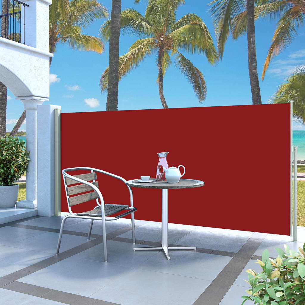 Uttrekkbar sidemarkise 140 x 300 cm rød