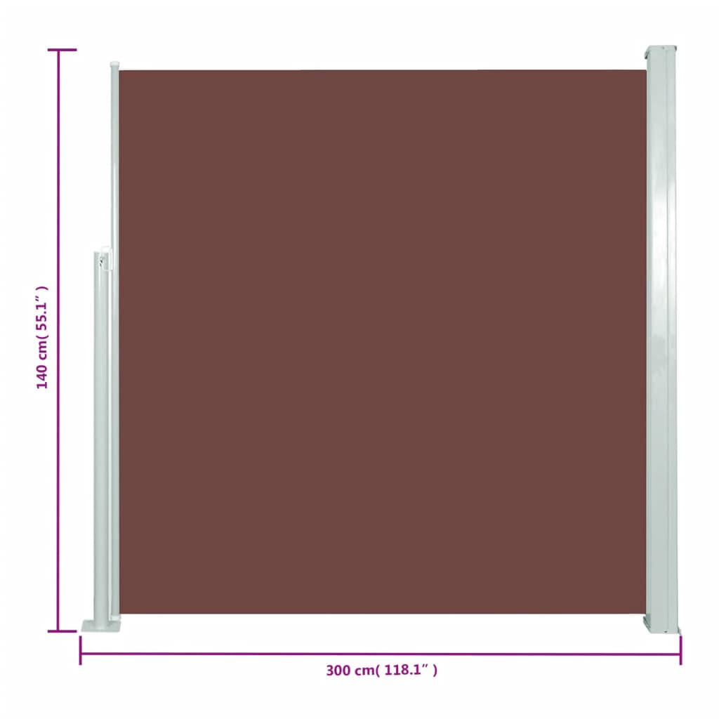 Uttrekkbar sidemarkise 140 x 300 cm brun