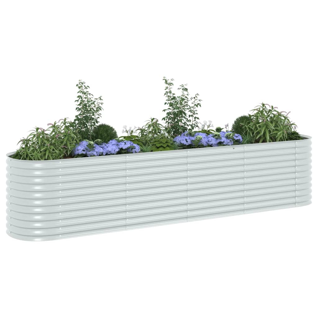 Høybed 400x80x81 cm galvanisert stål sølv