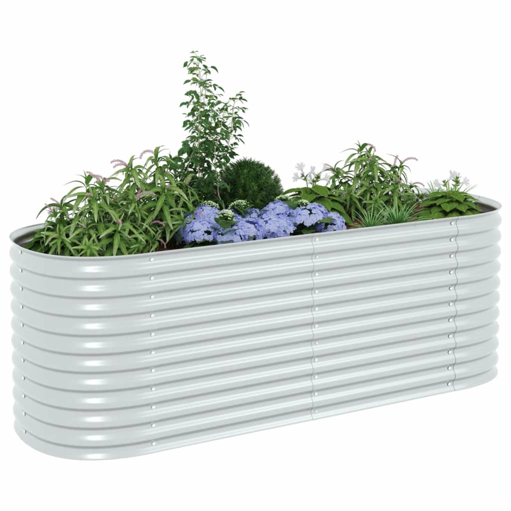 Høybed 240x80x81 cm galvanisert stål sølv