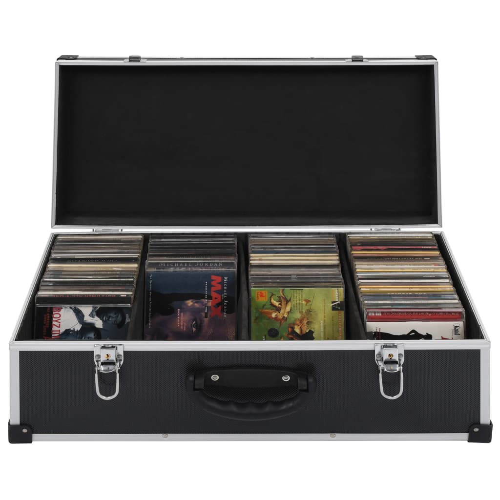 CD-koffert for 80 CD-er aluminium ABS svart