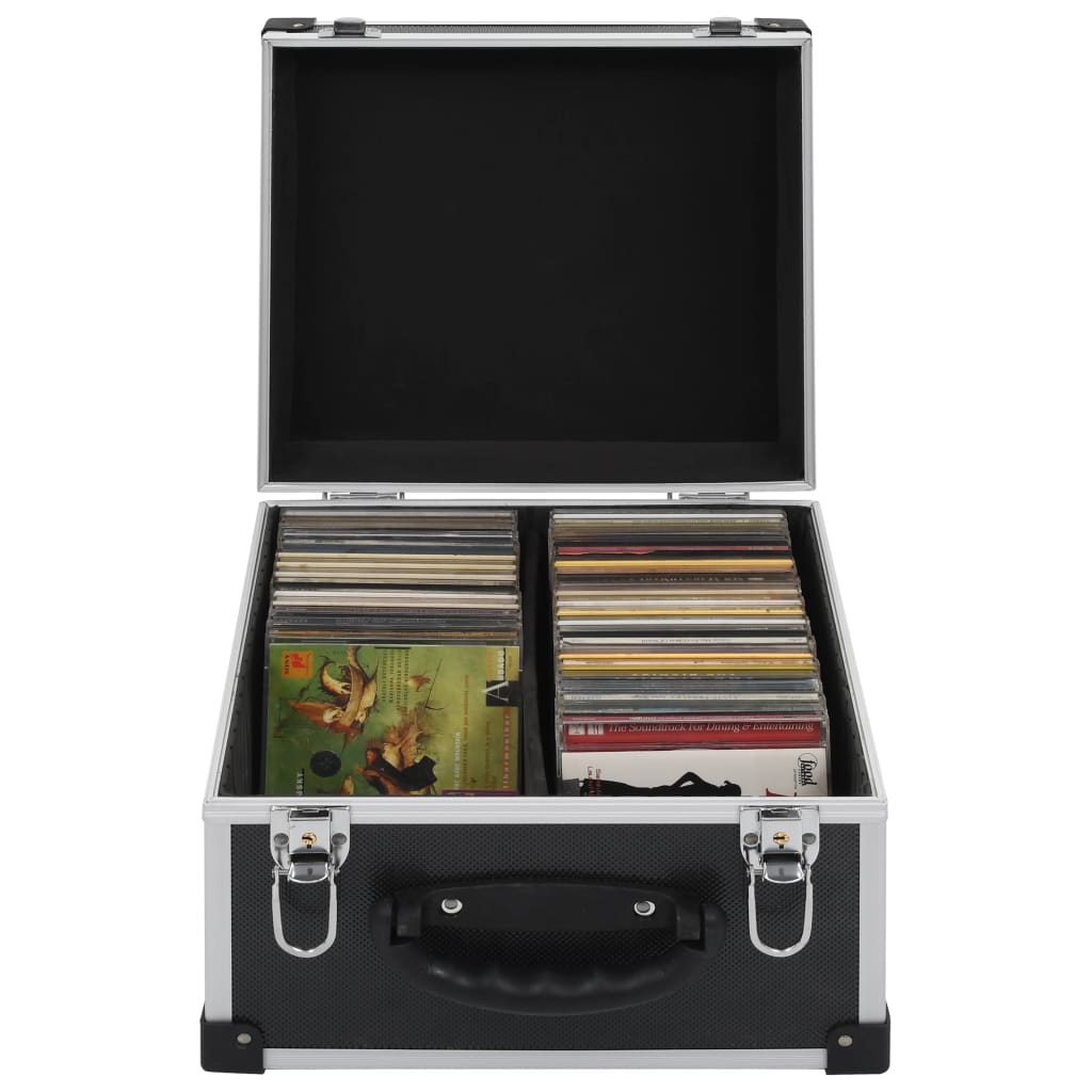 CD-koffert for 40 CD-er aluminium ABS svart