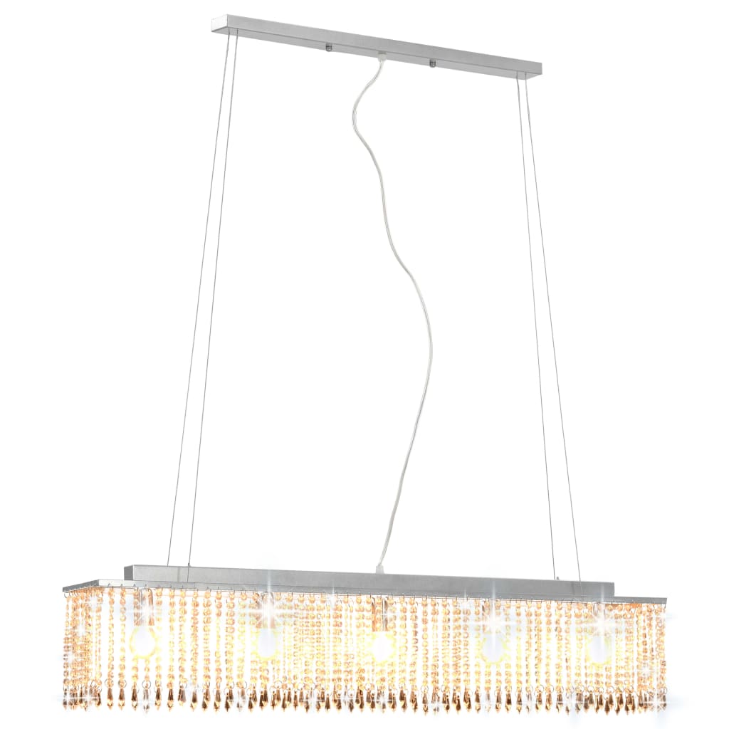 Taklampe med krystallperler sølv 104 cm E14