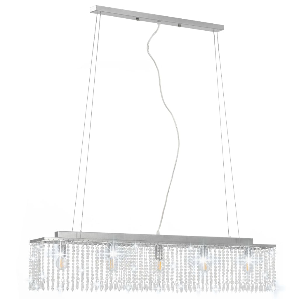 Taklampe med krystallperler sølv 104 cm E14