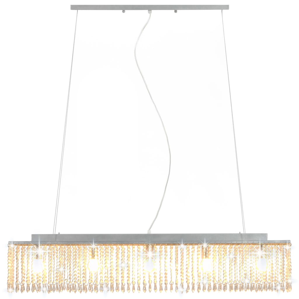 Taklampe med krystallperler sølv 104 cm E14