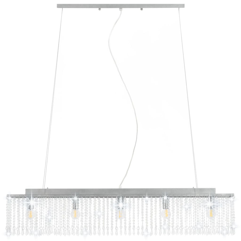 Taklampe med krystallperler sølv 104 cm E14