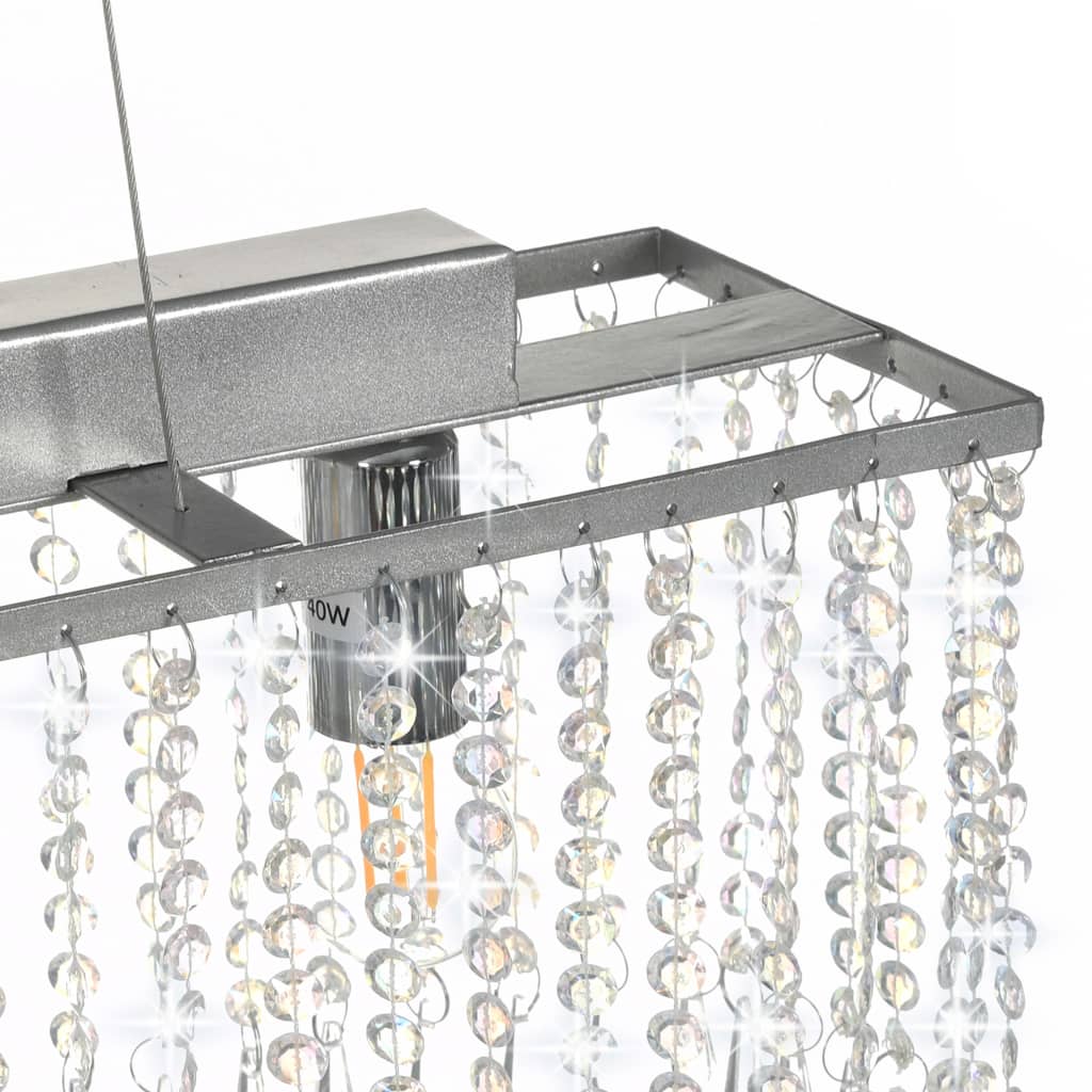 Taklampe med krystallperler sølv 104 cm E14