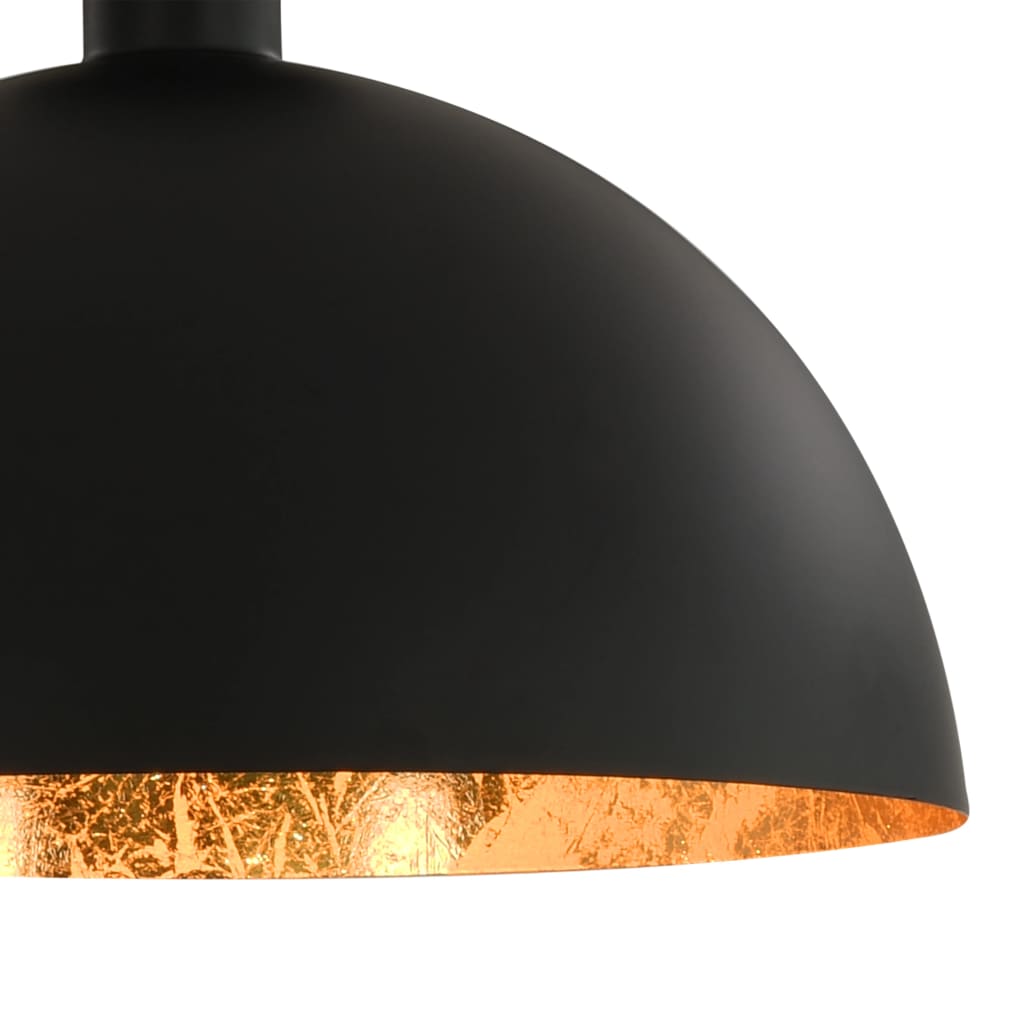 Taklamper 2 stk svart og gull halvkuleformet E27