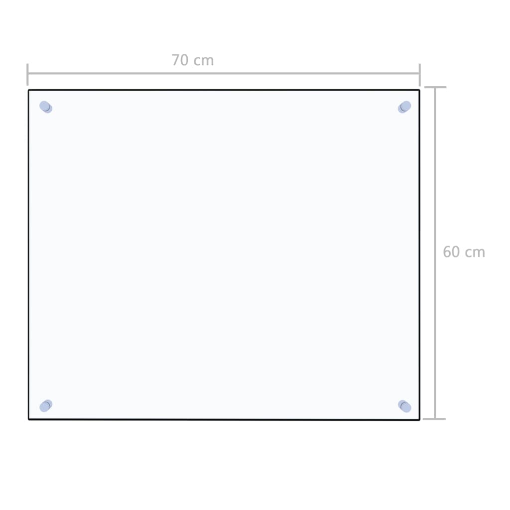 Kjøkkenplate gjennomsiktig 70x60 cm herdet glass