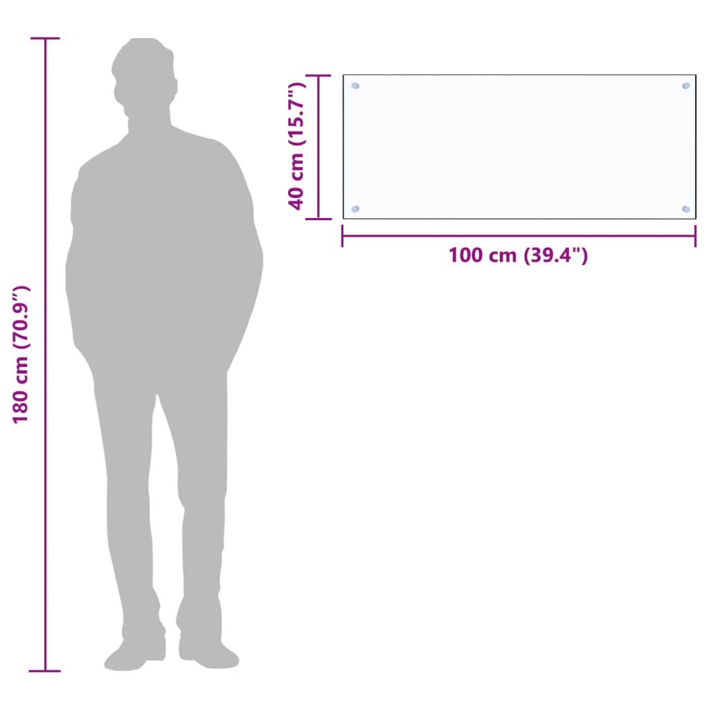 Kjøkkenplate gjennomsiktig 100x40 cm herdet glass
