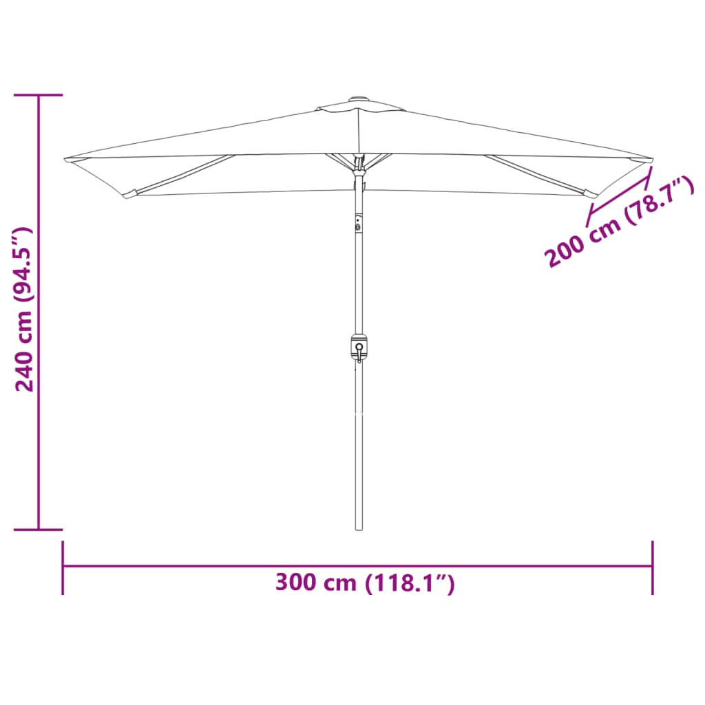 Parasoll 200 x 300 cm sandhvit rektangulær