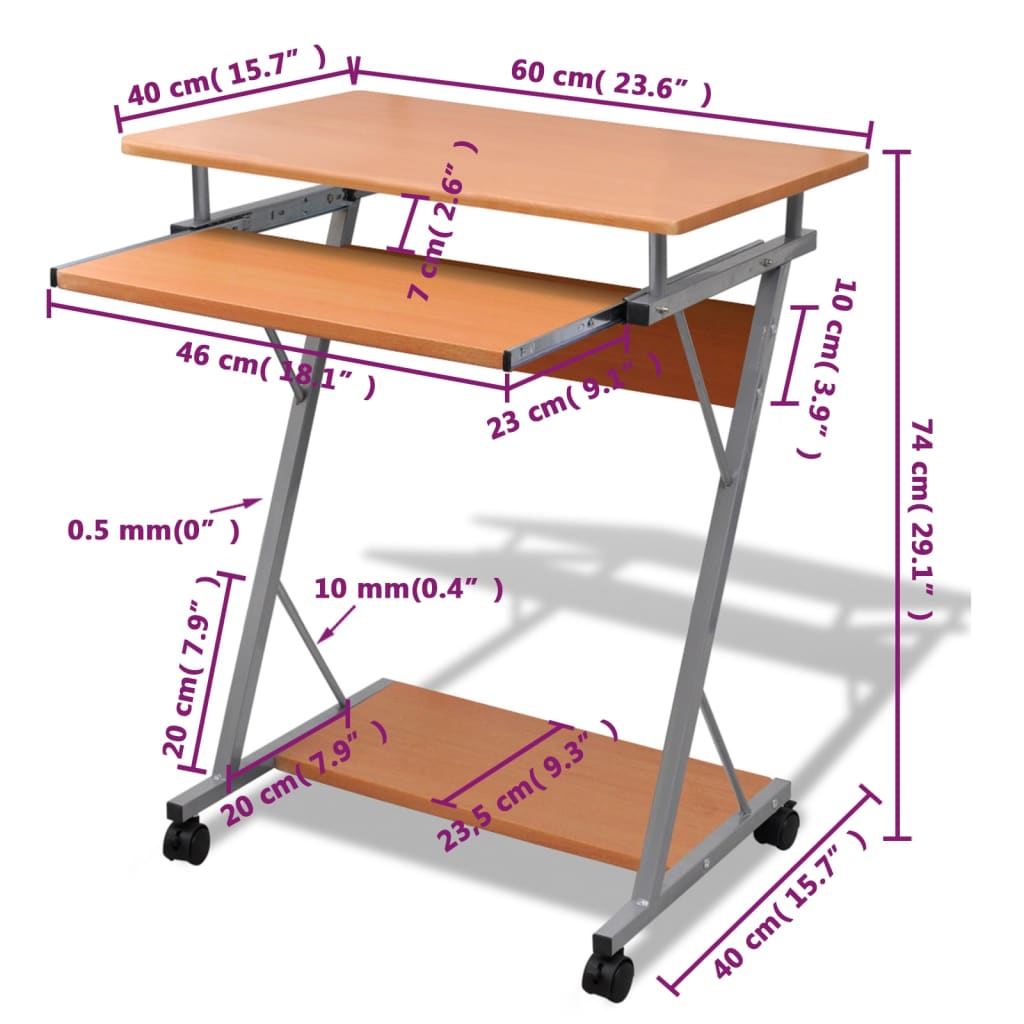 Datamaskin Skrivebord Brun Finish