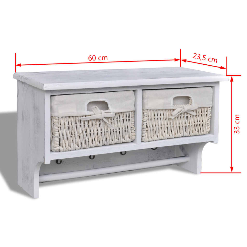 Vegghylle hvit 60x23,5x33 cm keisertre
