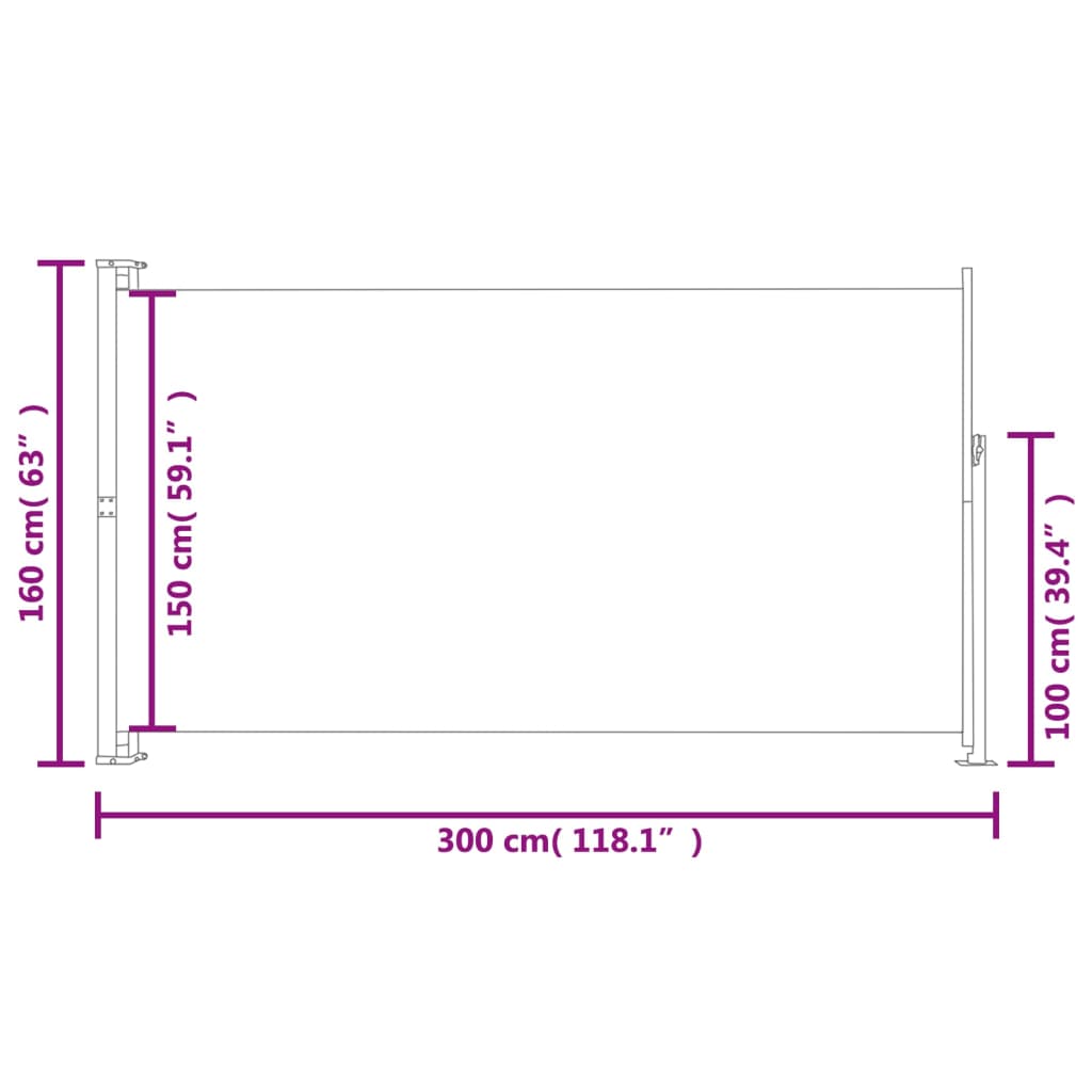 Sidemarkise for balkong 160x300 cm blå