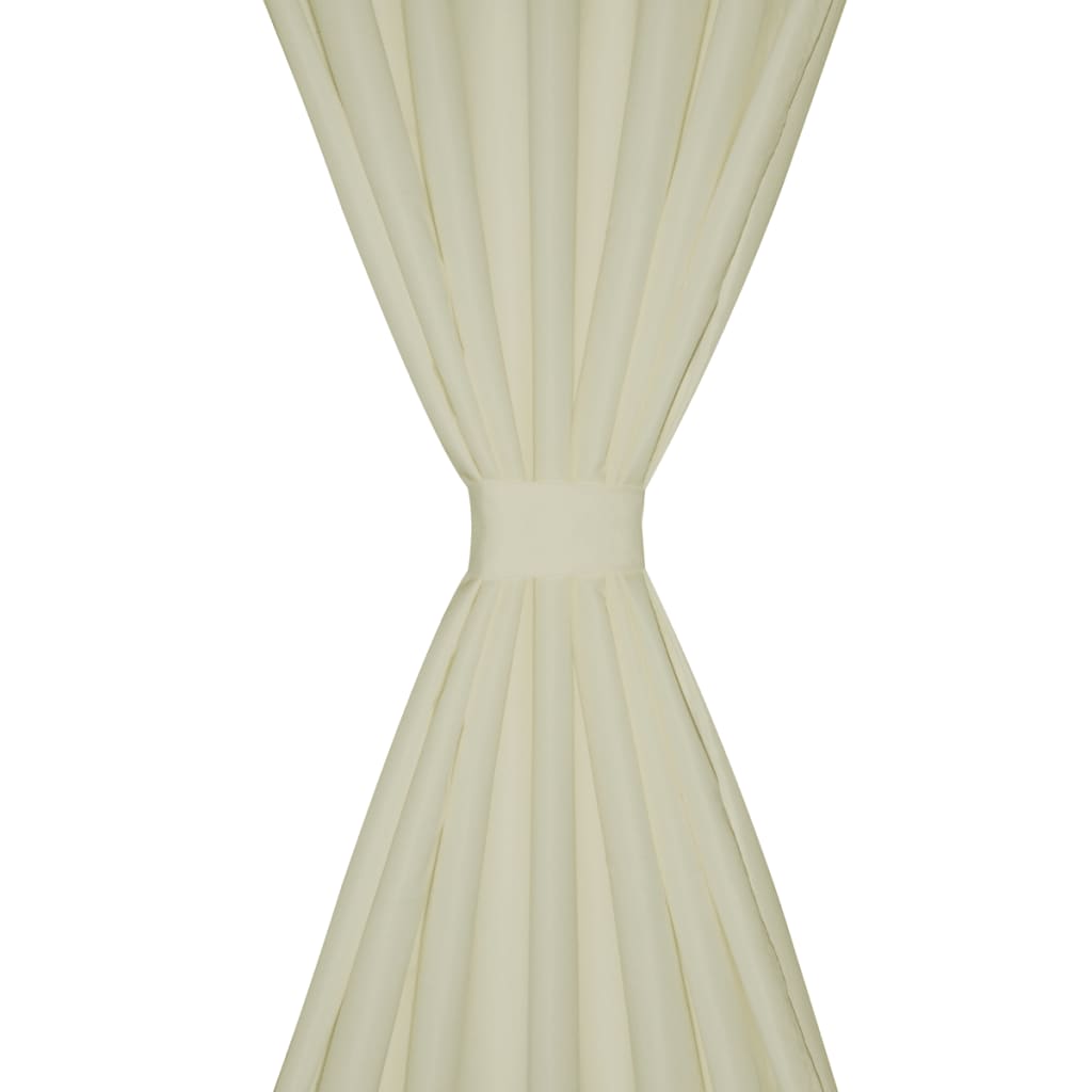 2stk Krem Micro-Sateng Gardiner med Sløyfer 140 x 225 cm