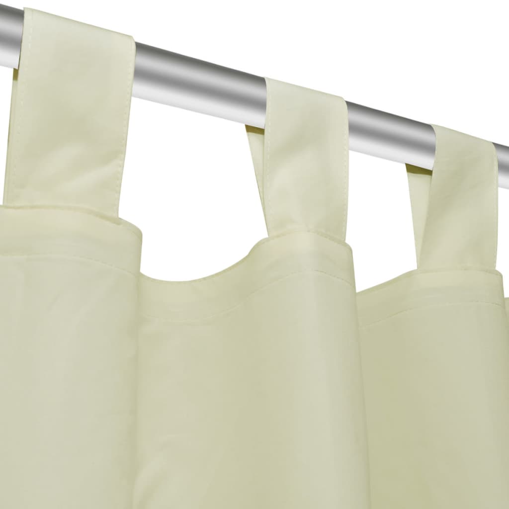 2stk Krem Micro-Sateng Gardiner med Sløyfer 140 x 225 cm