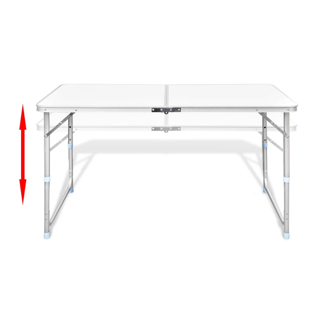 Camping Klappbord med 4 Klappstoler Justerbar Høyde 120 x 60 cm