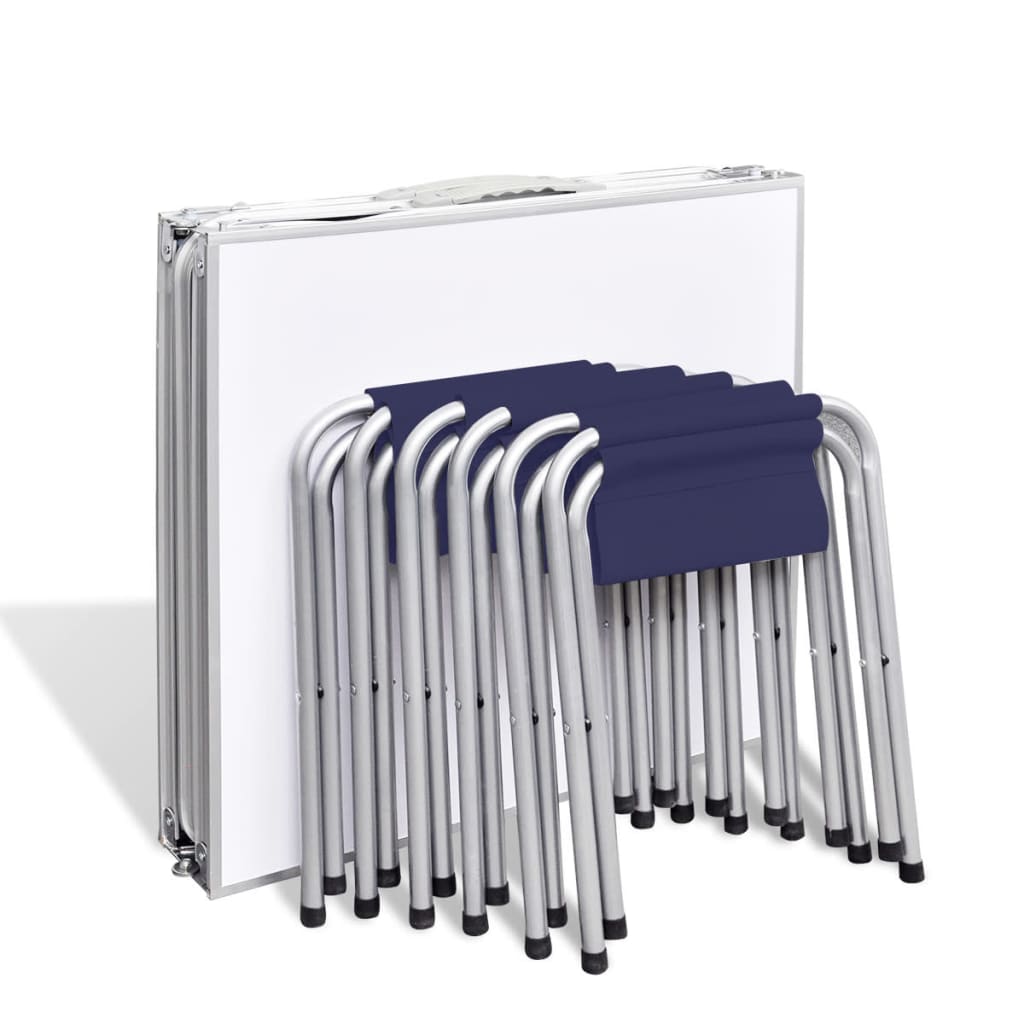 Sammenleggbart campingbordsett med 6 krakker høydejusterbar 180x60 cm