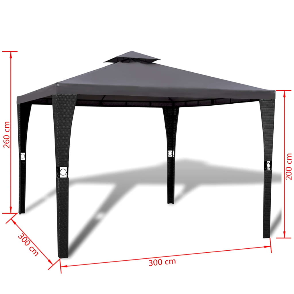 Paviljong med tak 3x3 m mørkegrå