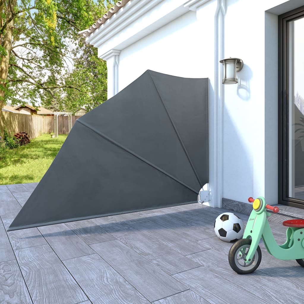 Sammenleggbar sidemarkise for balkong grå 160x240 cm
