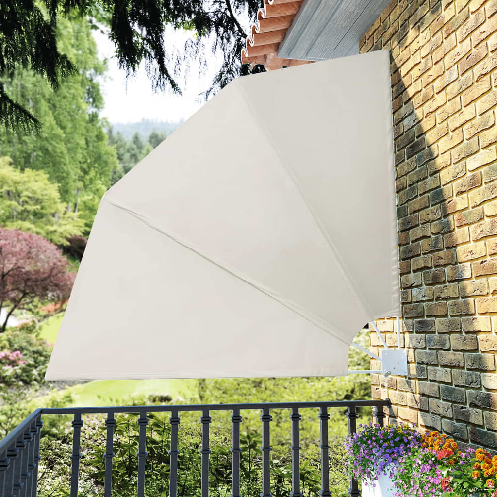 Sammenleggbar sidemarkise for balkong krem 210x210 cm