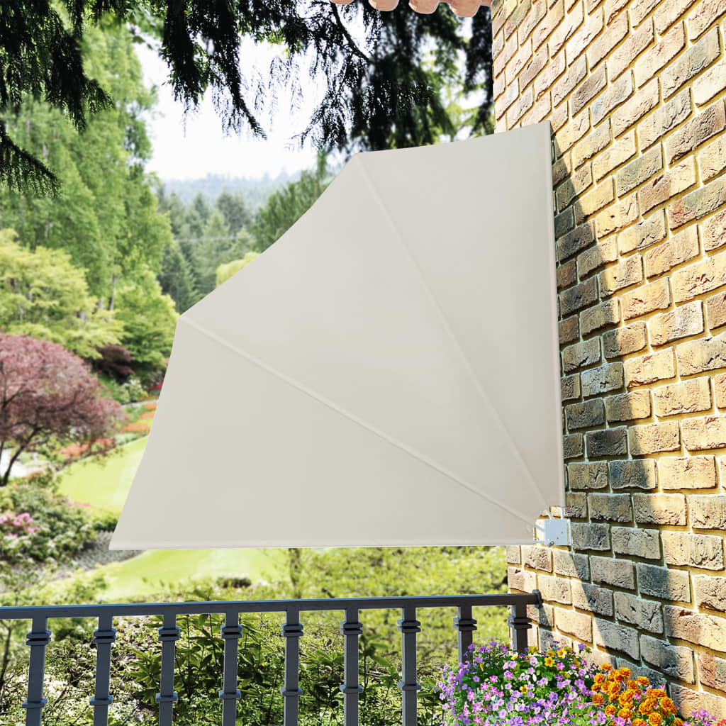 Sammenleggbar sidemarkise for balkong krem 140x140 cm