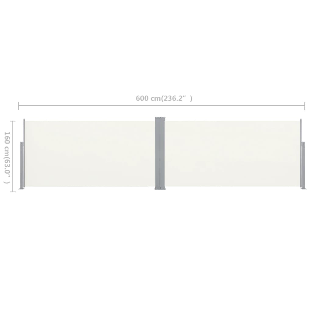 Uttrekkbar sidemarkise 160x600 cm kremhvit
