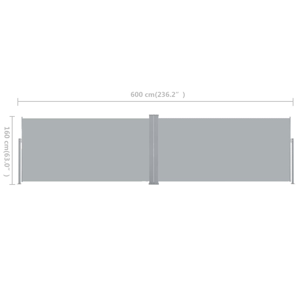 Uttrekkbar sidemarkise 160x600 cm grå
