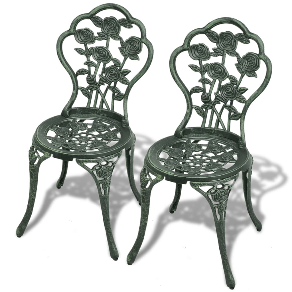 Bistrosett 3 deler støpt aluminium grønn