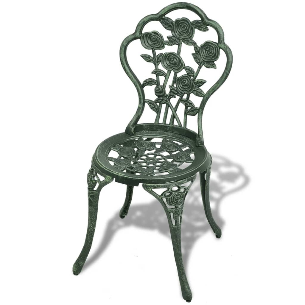 Bistrosett 3 deler støpt aluminium grønn