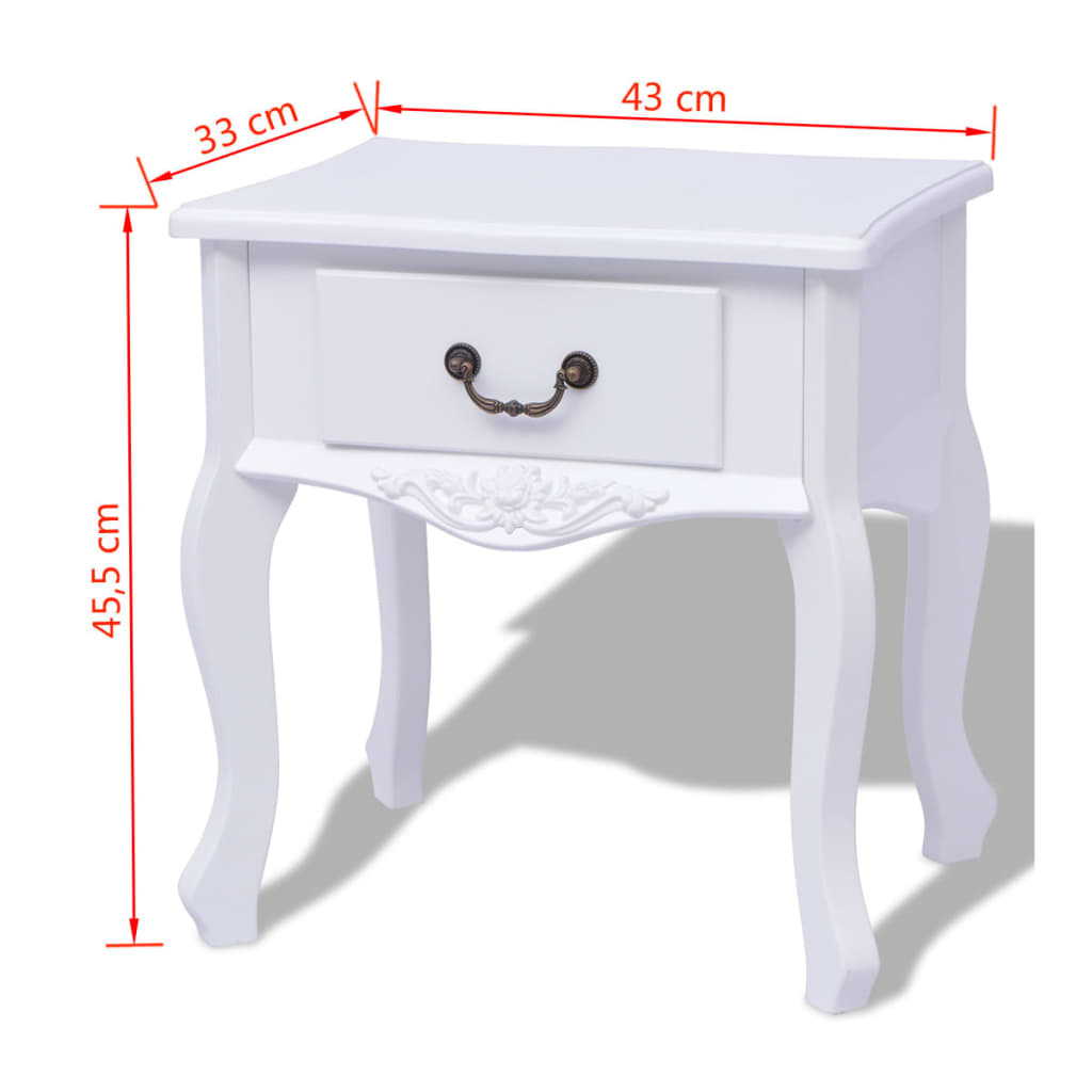 Nattbord 2 stk MDF hvit