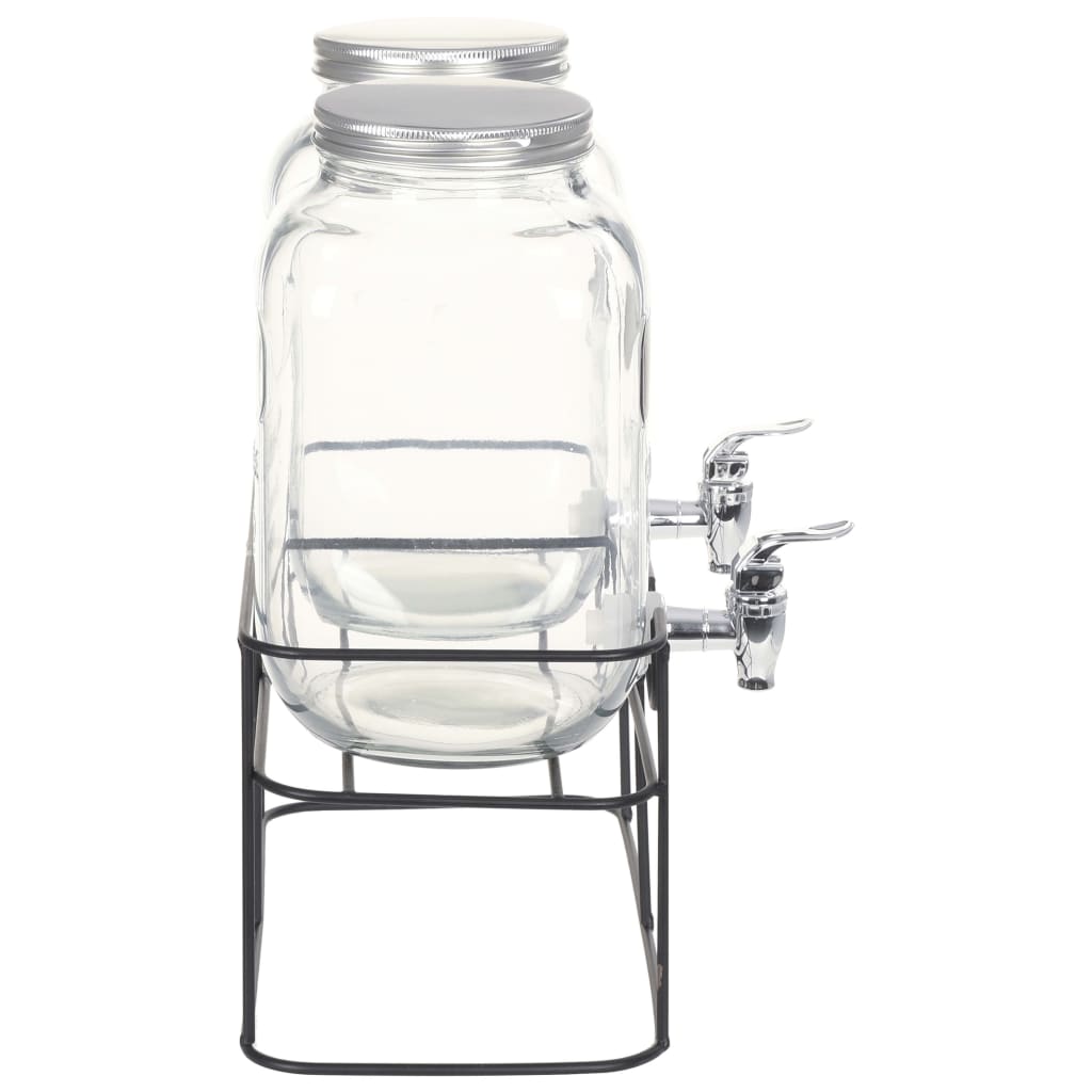 Drikkedispensere 2 stk med stativ 2 x 4 L glass