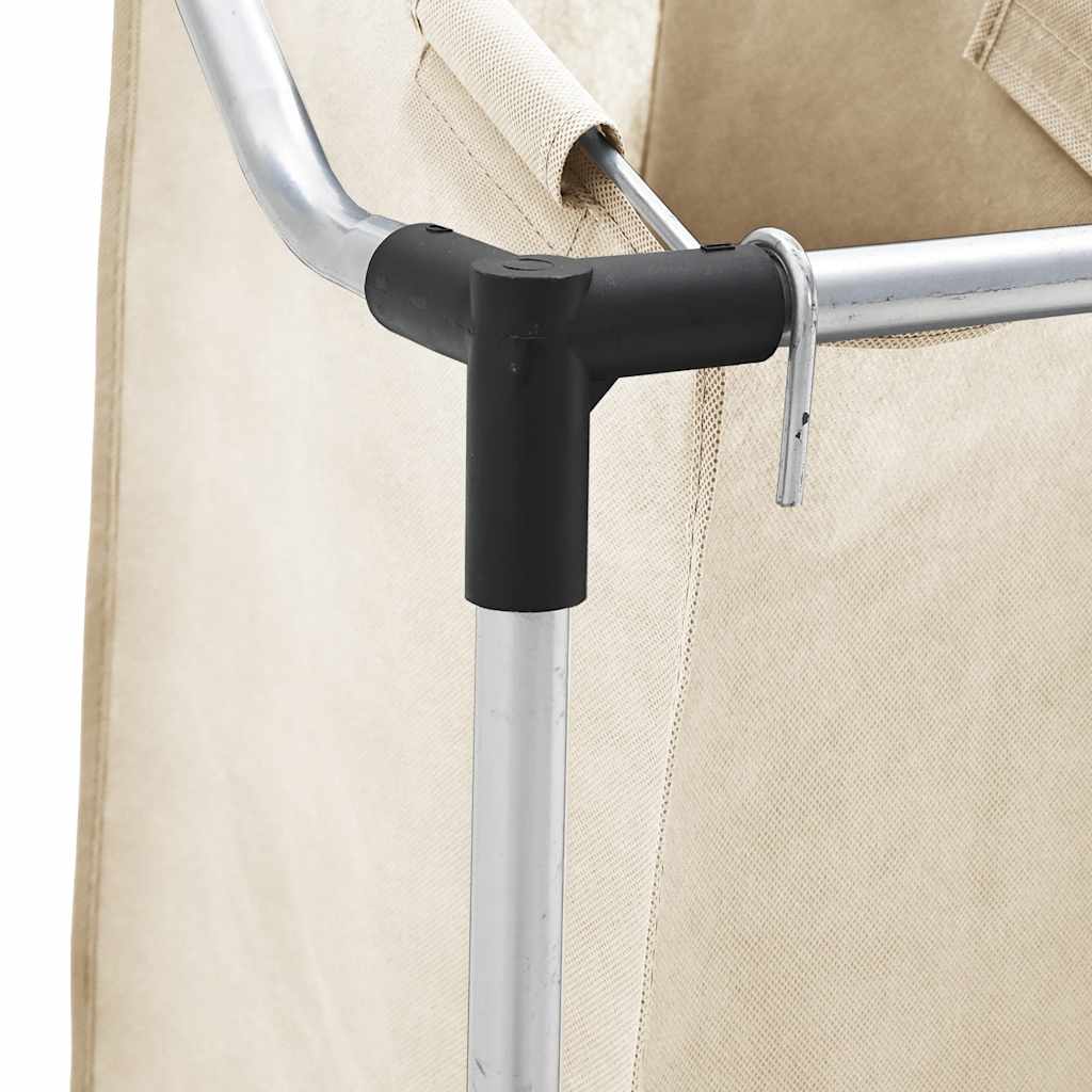 Skittentøyskurv med 4 poser kremfarget stål