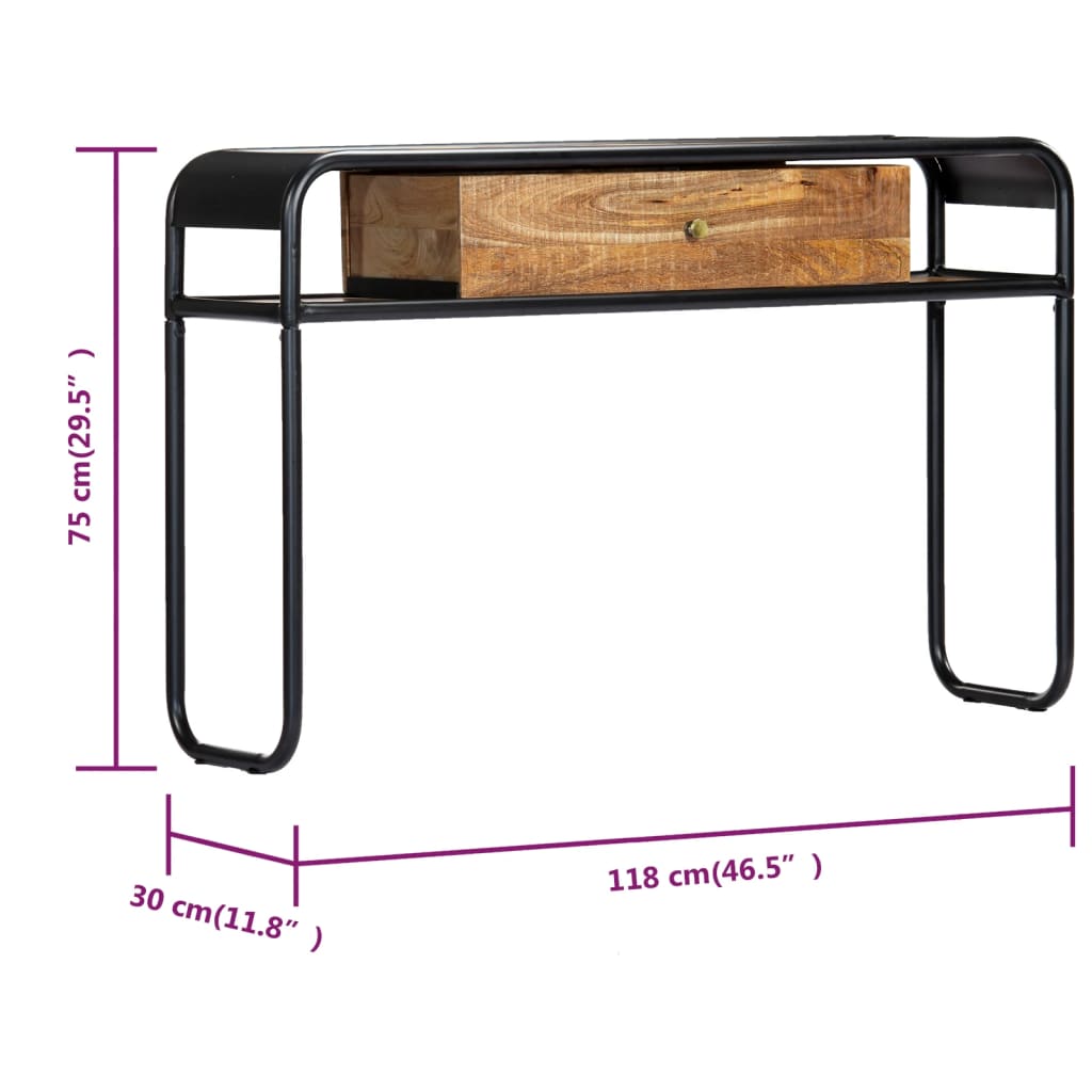 Konsollbord 118x30x75 cm heltre mango