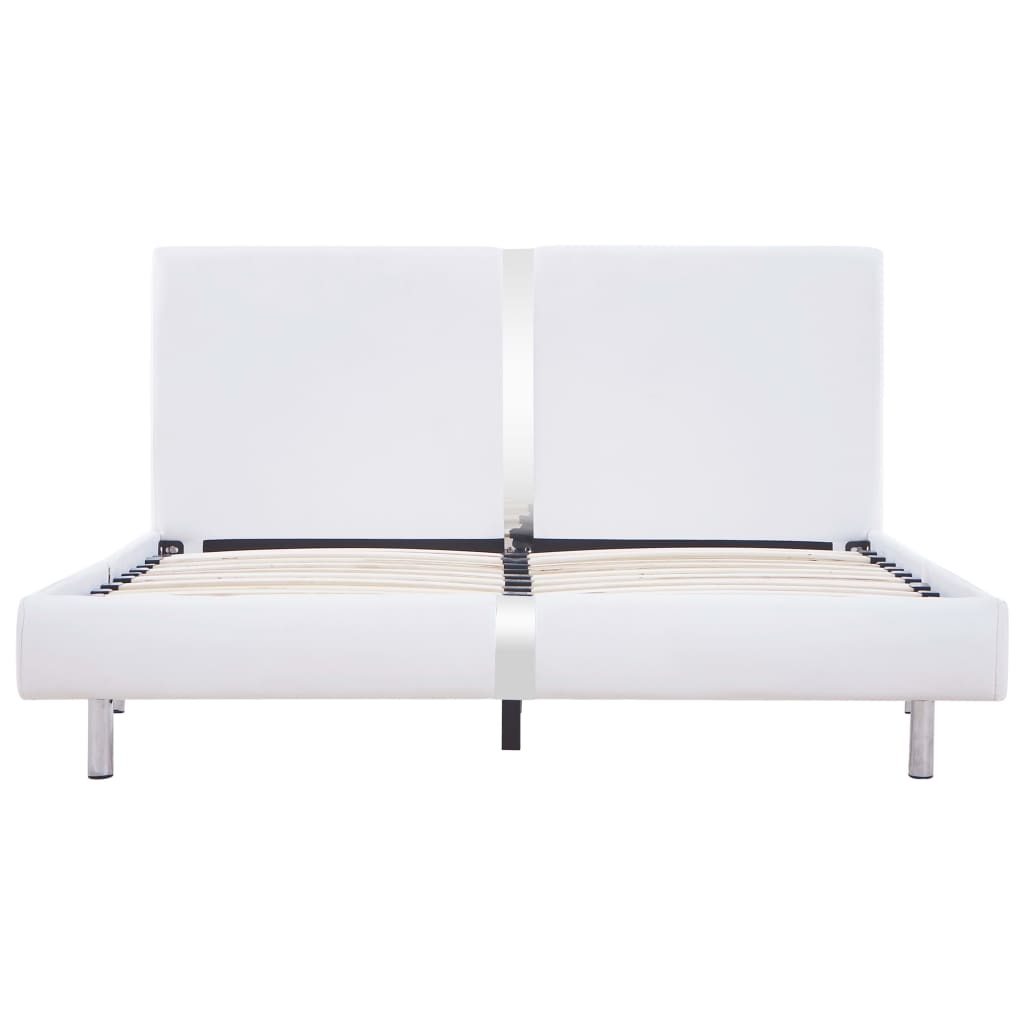 Sengeramme hvit kunstig skinn 135x190 cm