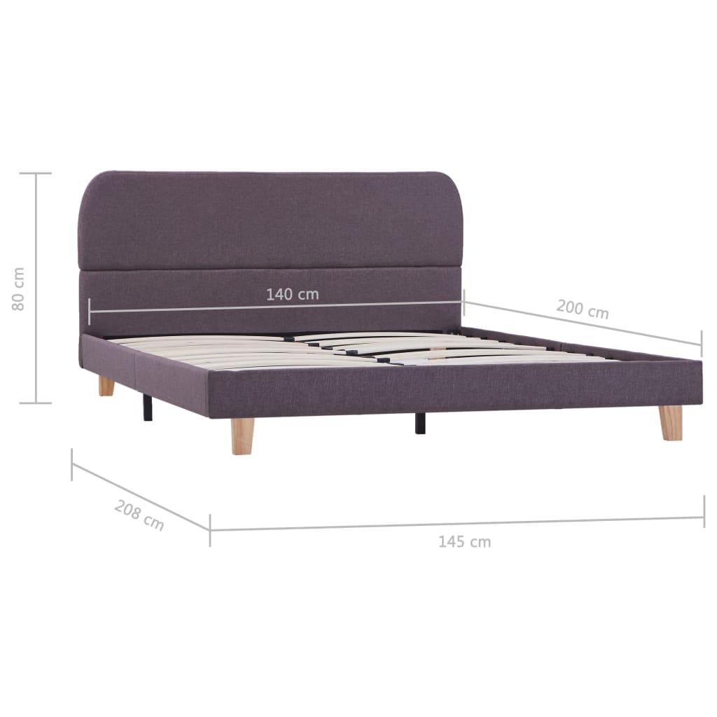 Sengeramme gråbrun stoff 135x190 cm
