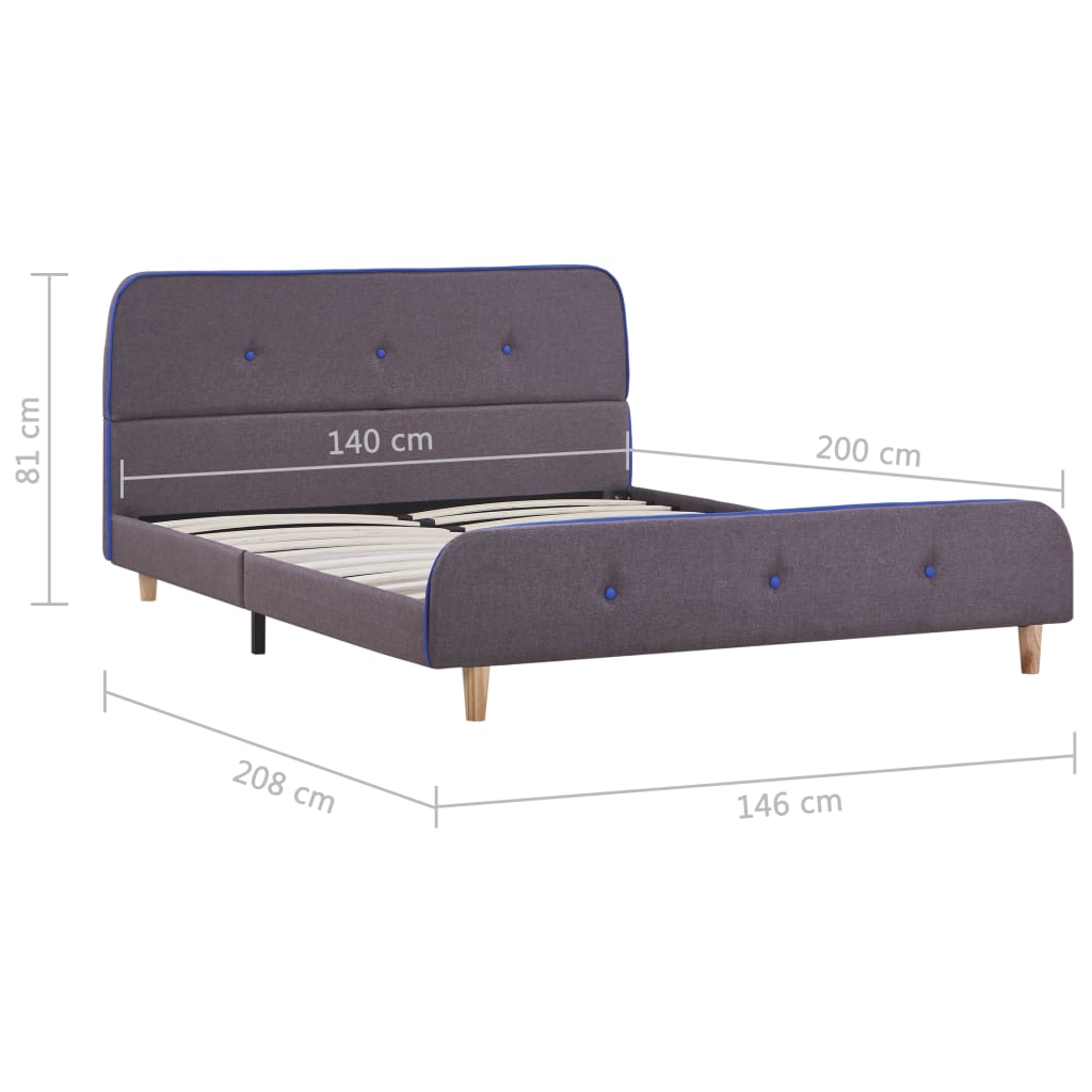 Sengeramme gråbrun stoff 135x190 cm