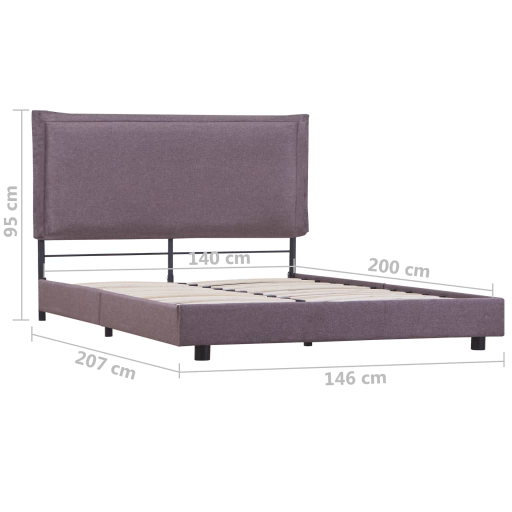 Sengeramme gråbrun stoff 135x190 cm
