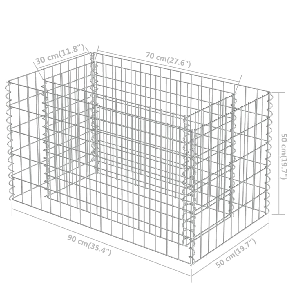 Gabion høybed galvanisert stål 90x50x50 cm