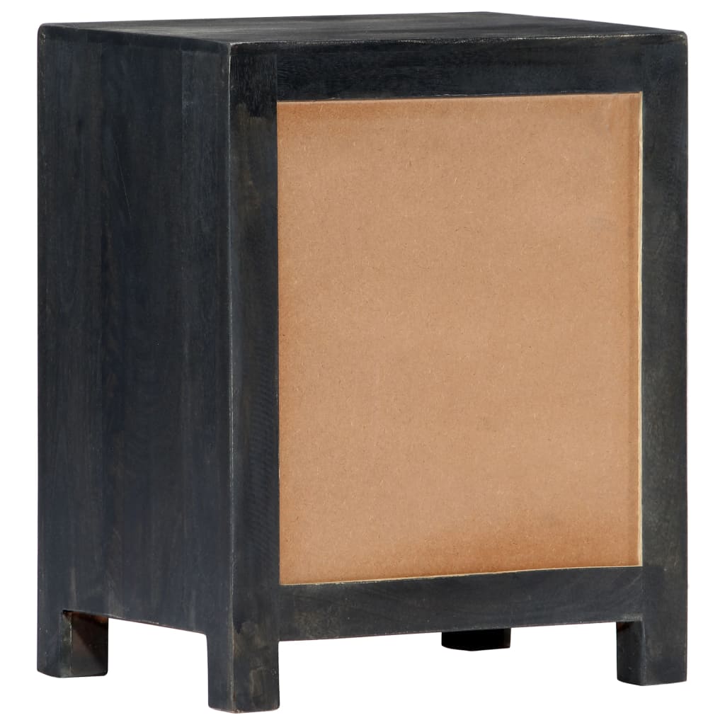 Håndskåret nattbord grå 40x30x50 cm heltre mango