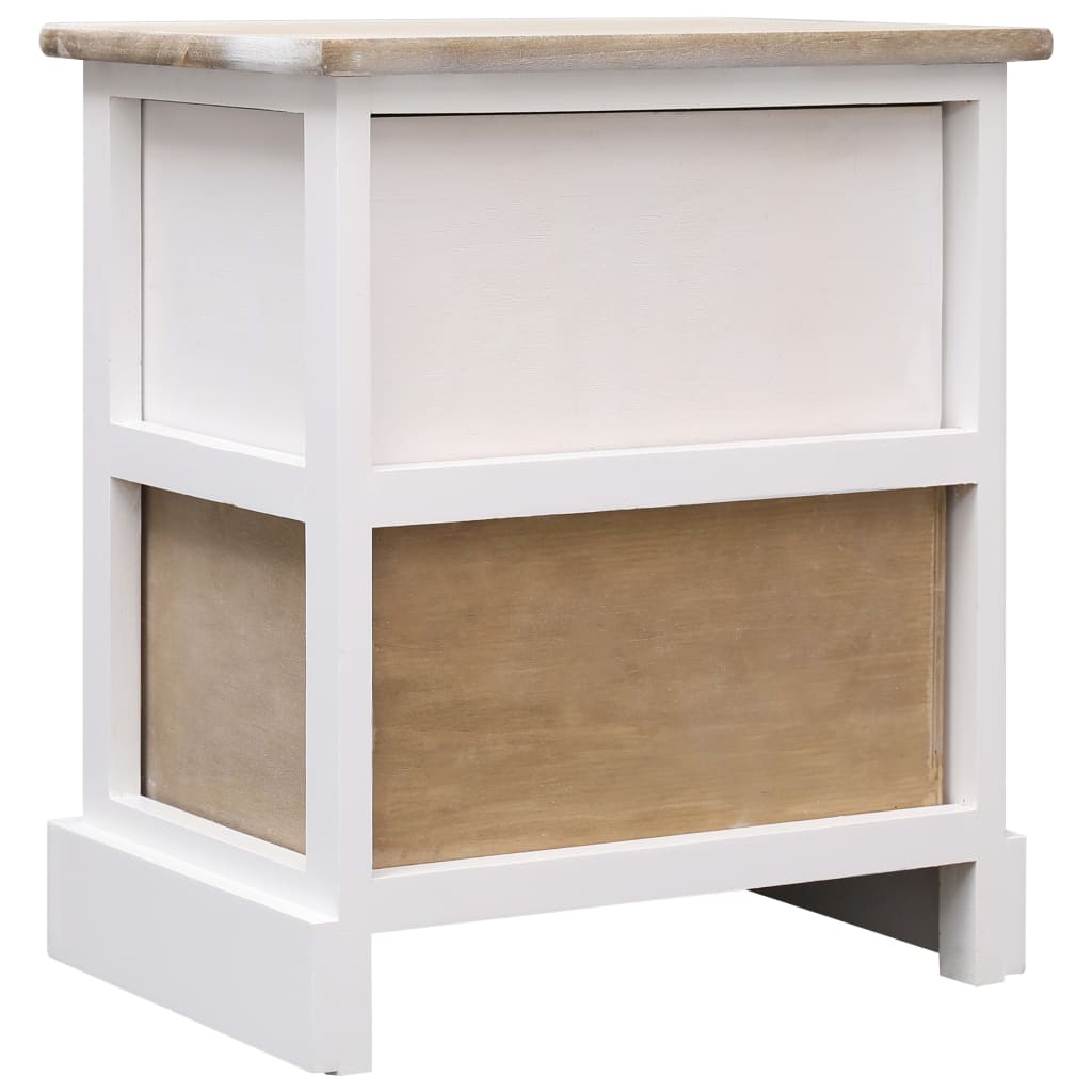 Nattbord 2 stk hvit og naturlig 38x28x45 cm keisertre