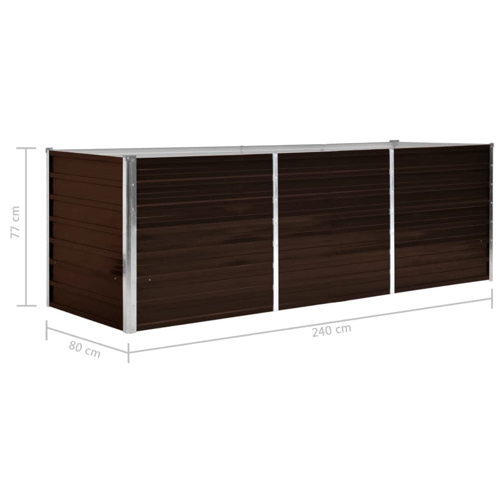 Høybed brun 240x80x77 cm galvanisert stål