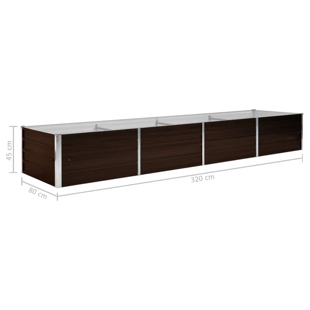 Høybed brun 320x80x45 cm galvanisert stål