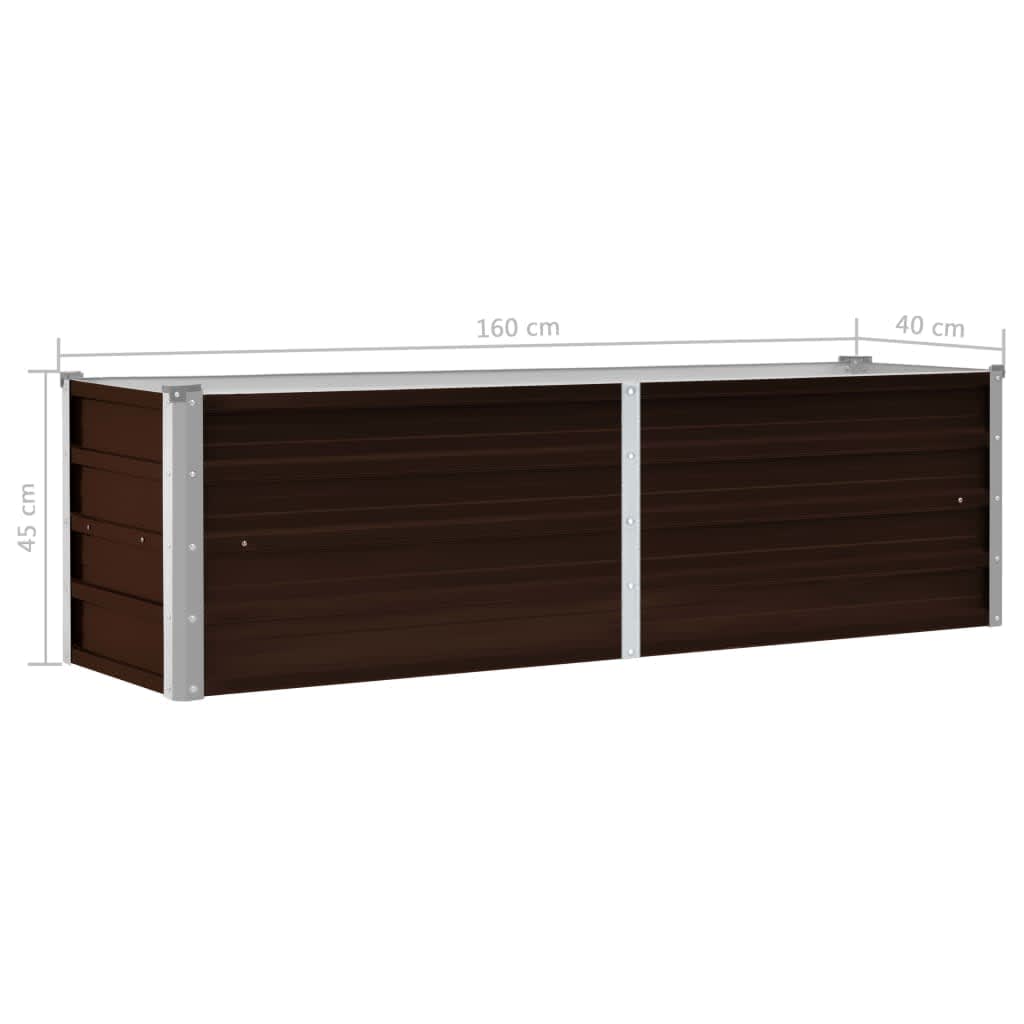 Høybed brun 160x40x45 cm galvanisert stål