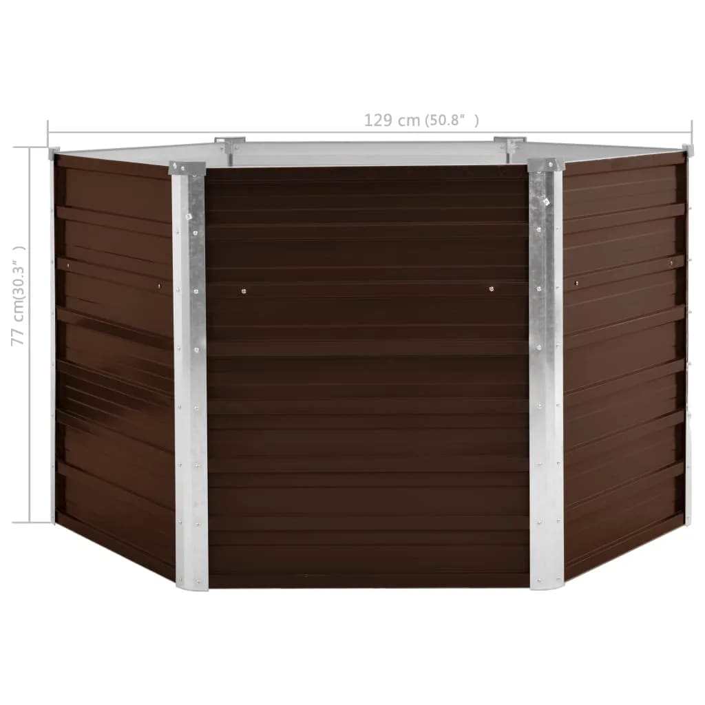 Høybed brun 129x129x77 cm galvanisert stål