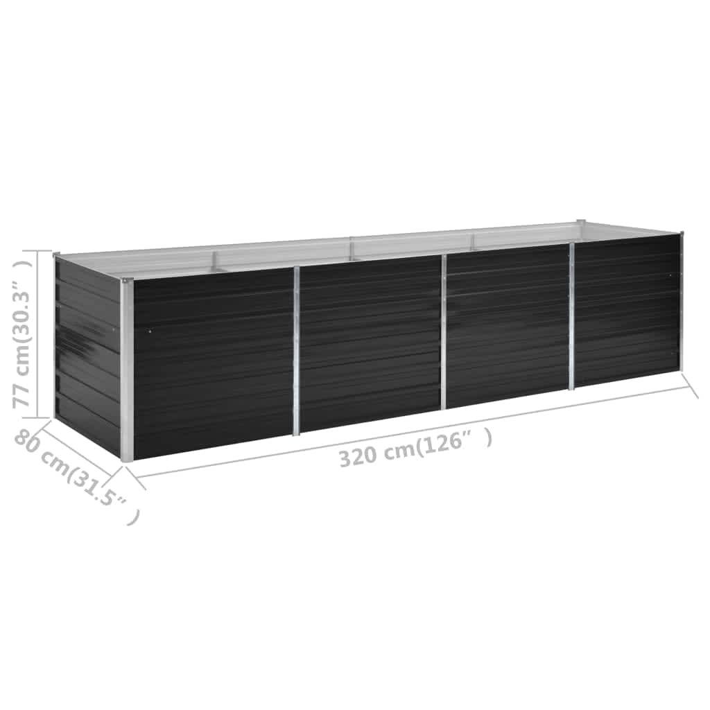 Høybed antrasitt 320x80x77 cm galvanisert stål