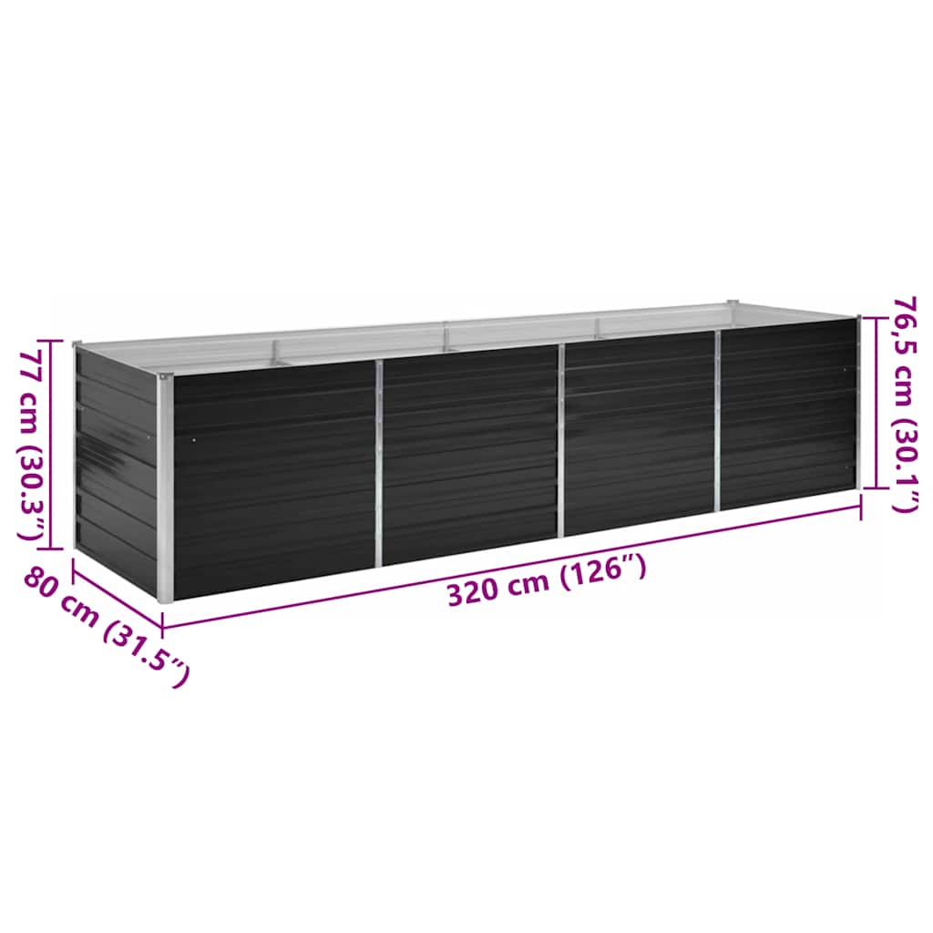 Høybed antrasitt 320x80x77 cm galvanisert stål