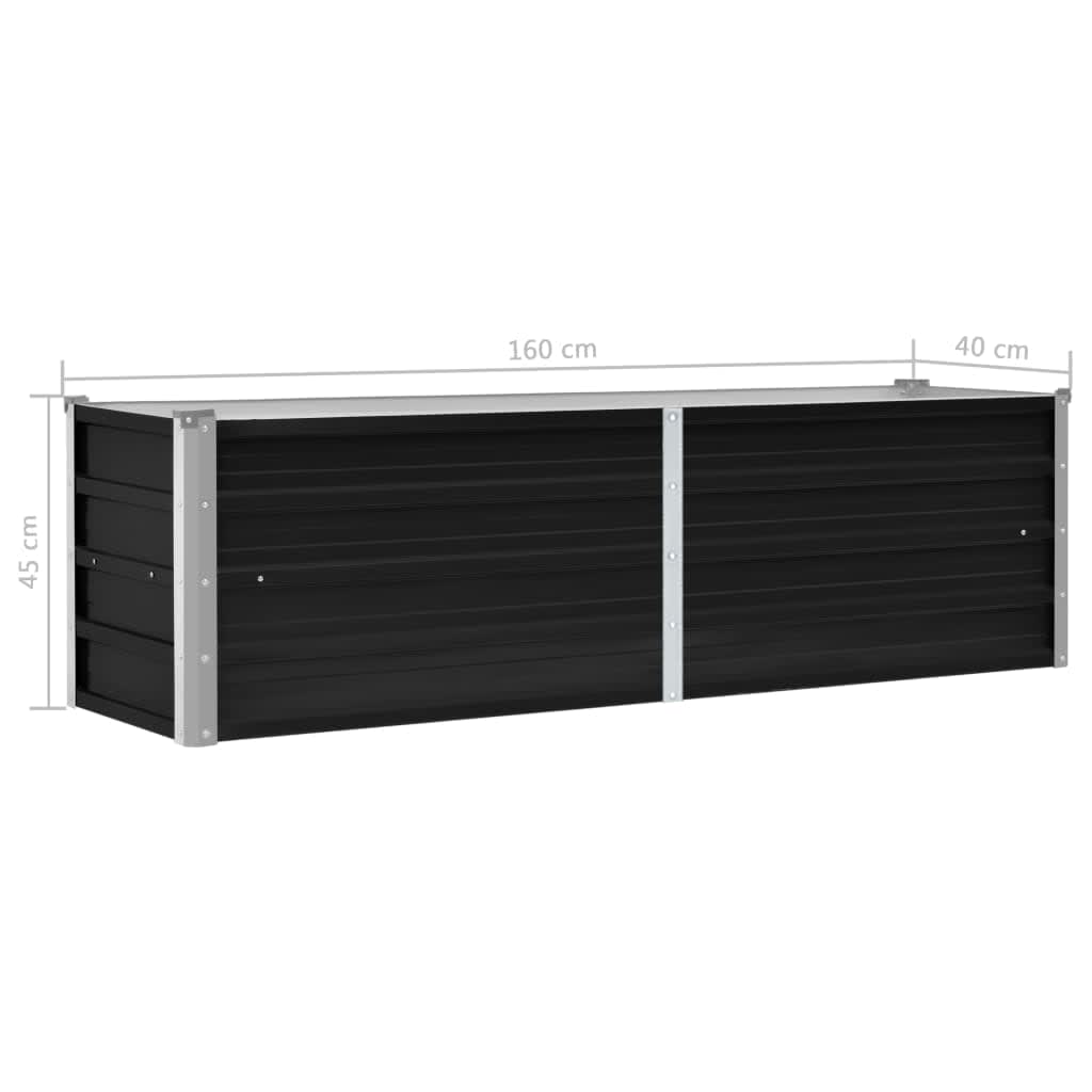 Høybed antrasitt 160x40x45 cm galvanisert stål