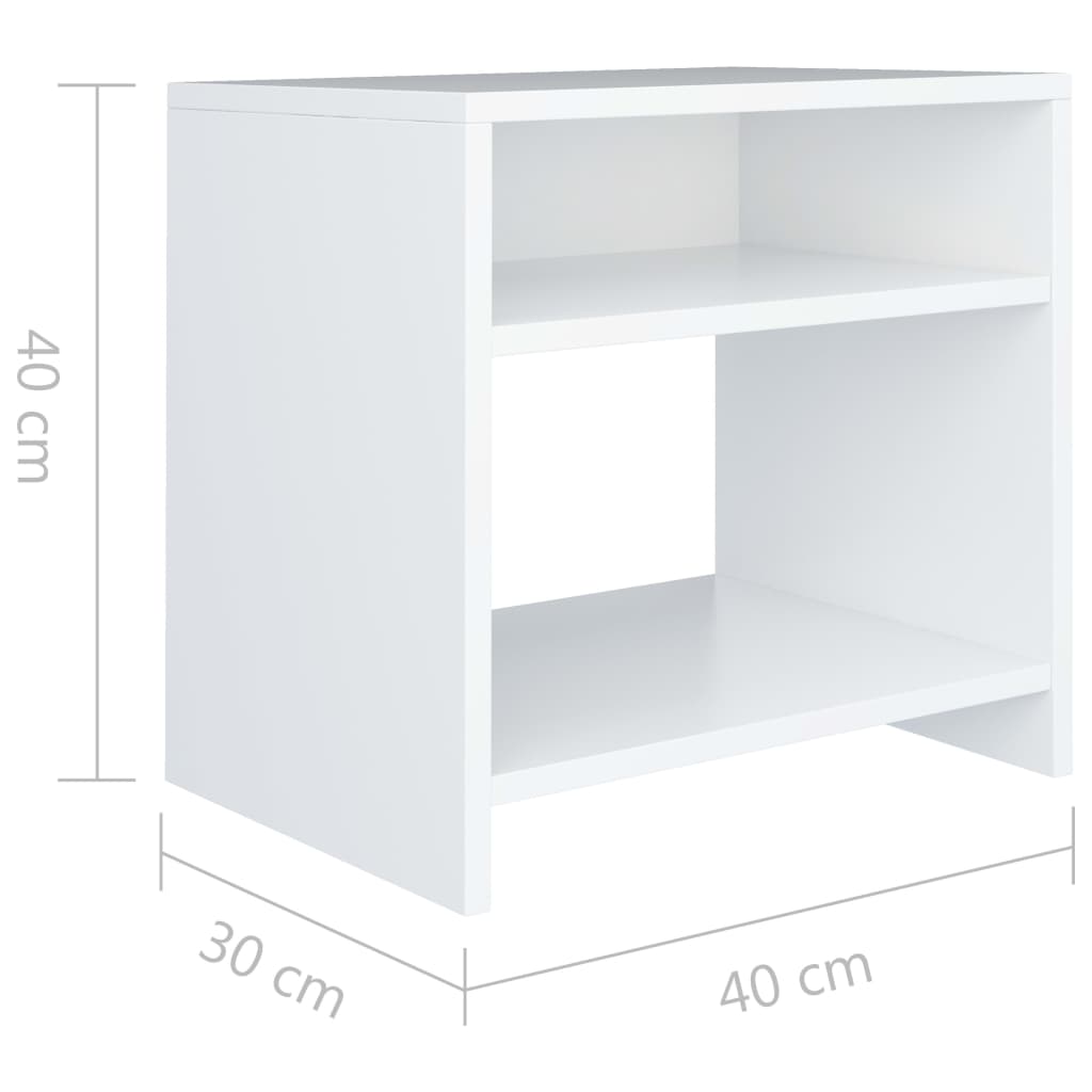 Nattbord 2 stk hvit 40x30x40 cm konstruert tre